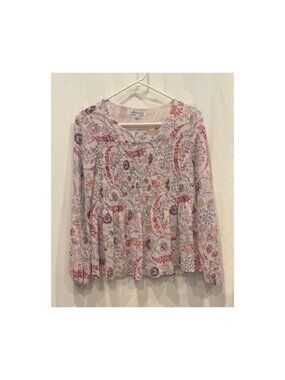Boho Floral & Paisley Smocked Long-Sleeve Peplum Blouse